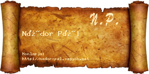 Nádor Pál névjegykártya